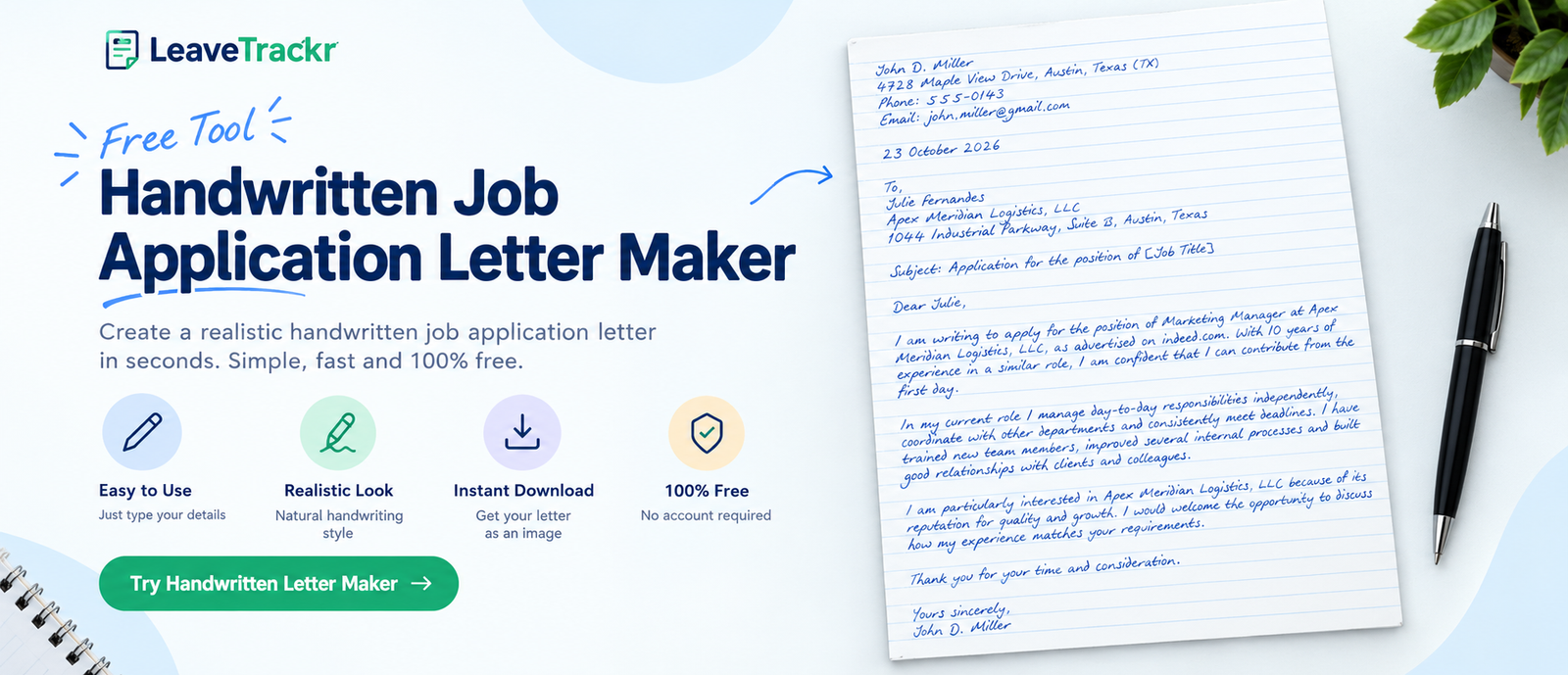 How to Write a Handwritten Job Application Letter: Format, Examples and ...